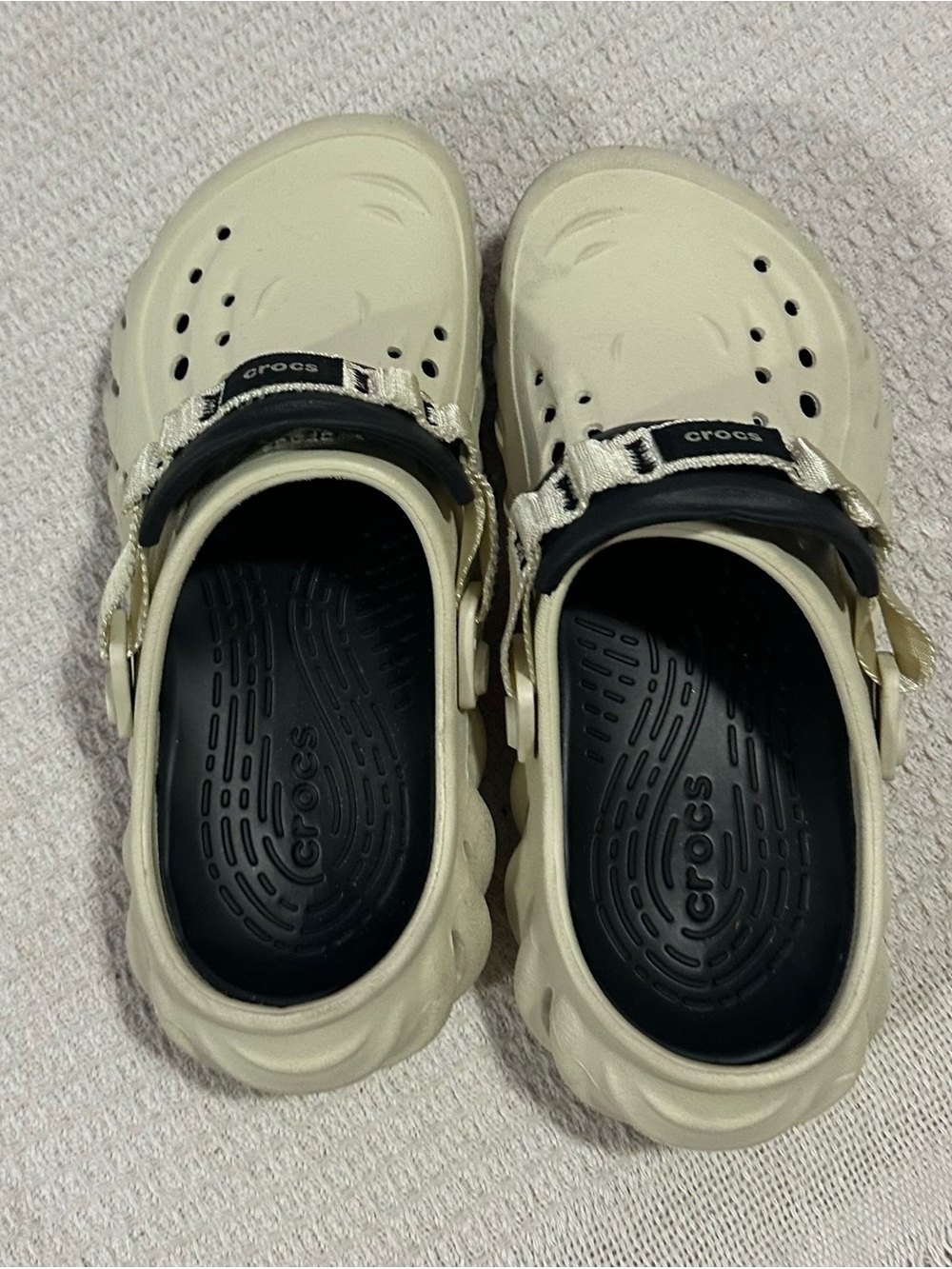 CROCS Echo Clogs in the Bone/Black Colorway